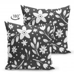 - Suet-K-2252-1 - Realhomes  Füme Zeminli Çiçek Desenli Çift Taraflı Dijital Baskılı Modern Süet Kırlent Kılıfı Realhomes