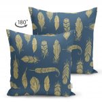 - Suet-K-2254-1 - Realhomes  Yaldızlı Tüy Desenli Çift Taraflı Dijital Baskılı Modern Süet Kırlent Kılıfı Realhomes