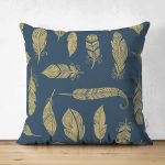 - Suet-K-2254 - Realhomes  Yaldızlı Tüy Desenli Çift Taraflı Dijital Baskılı Modern Süet Kırlent Kılıfı Realhomes