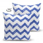 - Suet-K-2257-1 - Realhomes  Püskürtme Desenli Zigzag Temalı Çift Taraflı Dijital Baskılı Süet Kırlent Kılıfı Realhomes