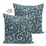 - Suet-K-2258-1 - Realhomes  Yeşil Yaprak Motifli Çift Taraflı Dijital Baskılı Modern Süet Yastık Kılıfı Realhomes