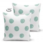 - Suet-K-2259-1 - Realhomes  Mind Yeşili Puantiyeli Çift Taraflı Dijital Baskılı Dekoratif Süet Yastık Kılıfı Realhomes