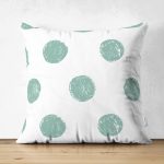 - Suet-K-2259 - Realhomes  Mind Yeşili Puantiyeli Çift Taraflı Dijital Baskılı Dekoratif Süet Yastık Kılıfı Realhomes