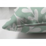 - Suet-K-2260-2 - Realhomes  Mind Yeşili Zeminli Yaprak Motifli Çift Taraflı Dijital Baskılı Süet Kırlent Kılıfı Realhomes
