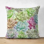 - Suet-K-2266 - Realhomes  Zambak Temalı Çift Taraflı Dijital Baskılı Dekoratif Süet Kırlent Kılıfı Realhomes