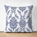 - Suet-K-2268 - Realhomes  Modern Damask Temalı Çift Taraflı Dijital Baskılı Dekoratif Süet Kırlent Kılıfı Realhomes