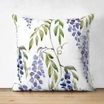 - Suet-K-2269 - Realhomes  Modern Sümbül Desenli Çift Taraflı Dijital Baskılı Dekoratif Süet Yastık Kılıfı Realhomes