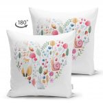 - Suet-K-2271-1 - Realhomes  Kalp Motifli Doğa Temalı Çift Taraflı Dijital Baskılı Modern Süet Kırlent Kılıfı Realhomes