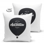 - Suet-K-2276-1 - Realhomes  Adventure Balon Resimli Çift Taraflı Dijital Baskılı Dekoratif Süet Kırlent Kılıfı Realhomes