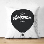 - Suet-K-2276 - Realhomes  Adventure Balon Resimli Çift Taraflı Dijital Baskılı Dekoratif Süet Kırlent Kılıfı Realhomes