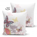 - Suet-K-2282-1 - Realhomes  Özel Tasarım Renkli Kelebek Desenli Çift Taraflı Dijital Baskılı Süet Yastık Kılıfı Realhomes