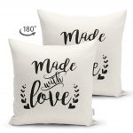 - Suet-K-2286-1 - Realhomes  Made With Love Yazılı Çift Taraflı Dijital Baskılı Modern Süet Kırlent Kılıfı Realhomes