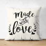 - Suet-K-2286 - Realhomes  Made With Love Yazılı Çift Taraflı Dijital Baskılı Modern Süet Kırlent Kılıfı Realhomes