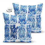 - Suet-K-2290-1 - Realhomes  Geometrik Baklava Desenli Çift Taraflı Dijital Baskılı Modern Süet Kırlent Kılıfı Realhomes