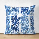 - Suet-K-2290 - Realhomes  Geometrik Baklava Desenli Çift Taraflı Dijital Baskılı Modern Süet Kırlent Kılıfı Realhomes