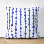 - Suet-K-2296 - Realhomes  Mavi Çizgili Desenli Çift Taraflı Dijital Baskılı Modern Süet Kırlent Kılıfı Realhomes