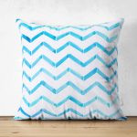 Modern Mavi Zigzag Desenli Çift Taraflı Dijital Baskılı Süet Kırlent Kılıfı Realhomes