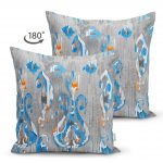 - Suet-K-2302-1 - Realhomes Modern Çini Temalı Çift Taraflı Dijital Baskılı Modern Süet Yastık Kılıfı Realhomes