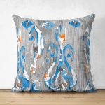 - Suet-K-2302 - Realhomes Modern Çini Temalı Çift Taraflı Dijital Baskılı Modern Süet Yastık Kılıfı Realhomes