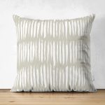 Kahverengi Zeminli Çizgili Çift Taraflı Dijital Baskılı Süet Yastık Kılıfı Realhomes