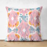 - Suet-K-2312 - Realhomes Modern Çini Motifli Çift Taraflı Dijital Baskılı Dekoratif Süet Yastık Kılıfı Realhomes