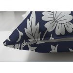 - Suet-K-2318-2 - Realhomes Lacivert Zeminli Çiçek Motifli Çift Taraflı Dijital Baskılı Süet Yastık Kılıfı Realhomes