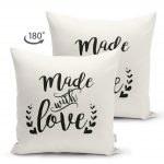 - Suet-K-2327-1 - Realhomes Made With Love Yazı Desenli Çift Taraflı Modern Süet Kırlent Kılıfı Realhomes