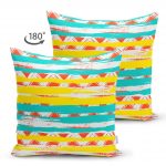 - Suet-K-2338-1 - Realhomes Renkli Geometrik Desenler Temalı Çift Taraflı Dekoratif Süet Yastık Kırlent Kılıfı Realhomes