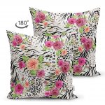 - Suet-K-2339-1 - Realhomes  Leopar Gül Motifli Çift Taraflı Dekoratif Süet Yastık Kırlent Kılıfı Realhomes