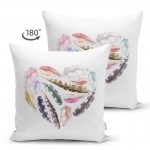 - Suet-K-2343-1 - Realhomes Renkli Tüyler Kalp Motifli Çift Taraflı Dekoratif Süet Yastık Kırlent Kılıfı Realhomes
