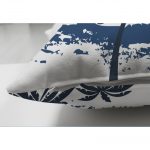 - Suet-K-2346-2 - Realhomes  Mavi Palmiye Desenli Çift Taraflı Dekoratif Süet Yastık Kırlent Kılıfı Realhomes