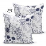 - Suet-K-2348-1 - Realhomes Kurukafa ve Çiçekler Motifli Çift Taraflı Dekoratif Süet Yastık Kırlent Kılıfı Realhomes