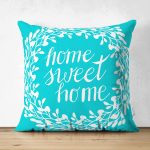 Home Sweet Home Çift Taraflı Dijital Baskılı Dekoratif Süet Yastık Kırlent Kılıfı Realhomes