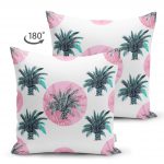- Suet-K-2351-1 - Realhomes  Puanlı Palmiye Desenli Çift Taraflı Dekoratif Süet Yastık Kırlent Kılıfı Realhomes