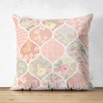 - Suet-K-2352 - Realhomes Ogea Çiçek Desenli Çift Taraflı Modern Süet Yastık Kırlent Kılıfı Realhomes