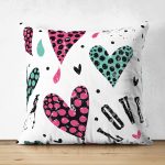Kalpli Love Desenli Çift Taraflı Dekoratif Süet Yastık Kırlent Kılıfı Realhomes