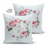- Suet-K-2356-1 - Realhomes For You Çiçekli Çift Taraflı Dijital Baskı Dekoratif Süet Yastık Kırlent Kılıfı Realhomes