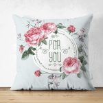 - Suet-K-2356 - Realhomes For You Çiçekli Çift Taraflı Dijital Baskı Dekoratif Süet Yastık Kırlent Kılıfı Realhomes