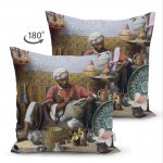 Osmanlı Desen Çift Taraflı Dijital Baskılı Dekoratif Süet Yastık Kırlent Kılıfı Realhomes