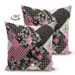 - Suet-K-2366-1 - Realhomes Desenli Kareler Temalı Çift Taraflı Dijital Baskılı Dekoratif Süet Yastık Kırlent Kılıfı Realhomes