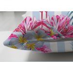 - Suet-K-2367-2 - Realhomes Çizgili Flamingo Zeminli Çift Taraflı Dekoratif Süet Yastık Kırlent Kılıfı Realhomes