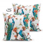 - Suet-K-2369-1 - Realhomes  Tavuz Kuşu Çift Taraflı Dijital Baskılı Dijital Süet Yastık Kırlent Kılıfı Realhomes