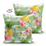 Tropik Bitki Desenli Çift Taraflı Dijital Baskılı Süet Yastık Kırlent Kılıfı Realhomes