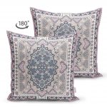- Suet-K-2376-1 - Realhomes  Hint Halı Çizimli Çift Taraflı Dijital Baskılı Süet Yastık Kırlent Kılıfı Realhomes