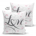 - Suet-K-2378-1 - Realhomes  Love Yazılı Kalp Puanlı Motifli Çift Taraflı Dekoratif Süet Yastık Kırlent Kılıfı Realhomes