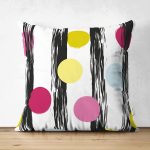 - Suet-K-2379 - Realhomes  Dikey Temalı Gökkuşağı Puanlı Desenli Çift Taraflı Dijital Baskılı Süet Yastık Kırlent Kılıfı Realhomes