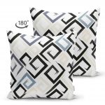 - Suet-K-2381-1 - Realhomes  Gri Siyah Labirent Çizimli Modern Çift Taraflı Dijital Baskılı Süet Yastık Kılıfı Realhomes
