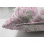 - Suet-K-2386-2 - Realhomes  Pudra Çiçekler Temalı Çift Taraflı Dekoratif Süet Yastık Kırlent Kılıfı Realhomes