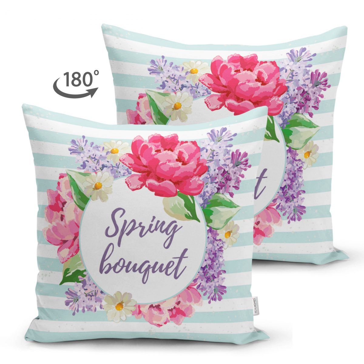 Spring Bouquet Temalı Modern Çift Taraflı Dijital Baskılı Süet Yastık Kılıfı Realhomes