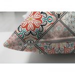 - Suet-K-2388-2 - Realhomes  Geometrik Şekilli Hint Desenli Çift Taraflı Dijital Baskılı Süet Yastık Kırlent Kılıfı Realhomes